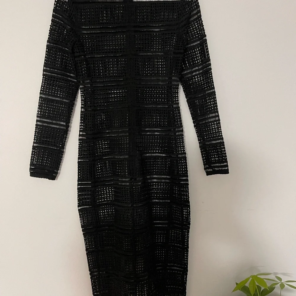 Zara Black Long Sleeve Crochet Dress - Picture 3 of 4